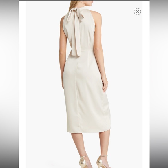 NWT Sam Edelman Champagne Satin Halter Dress 10 - Picture 3 of 4